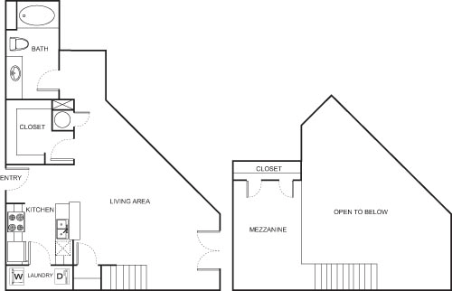 One Bedroom Mezzanine- 4528 Floorplan Image